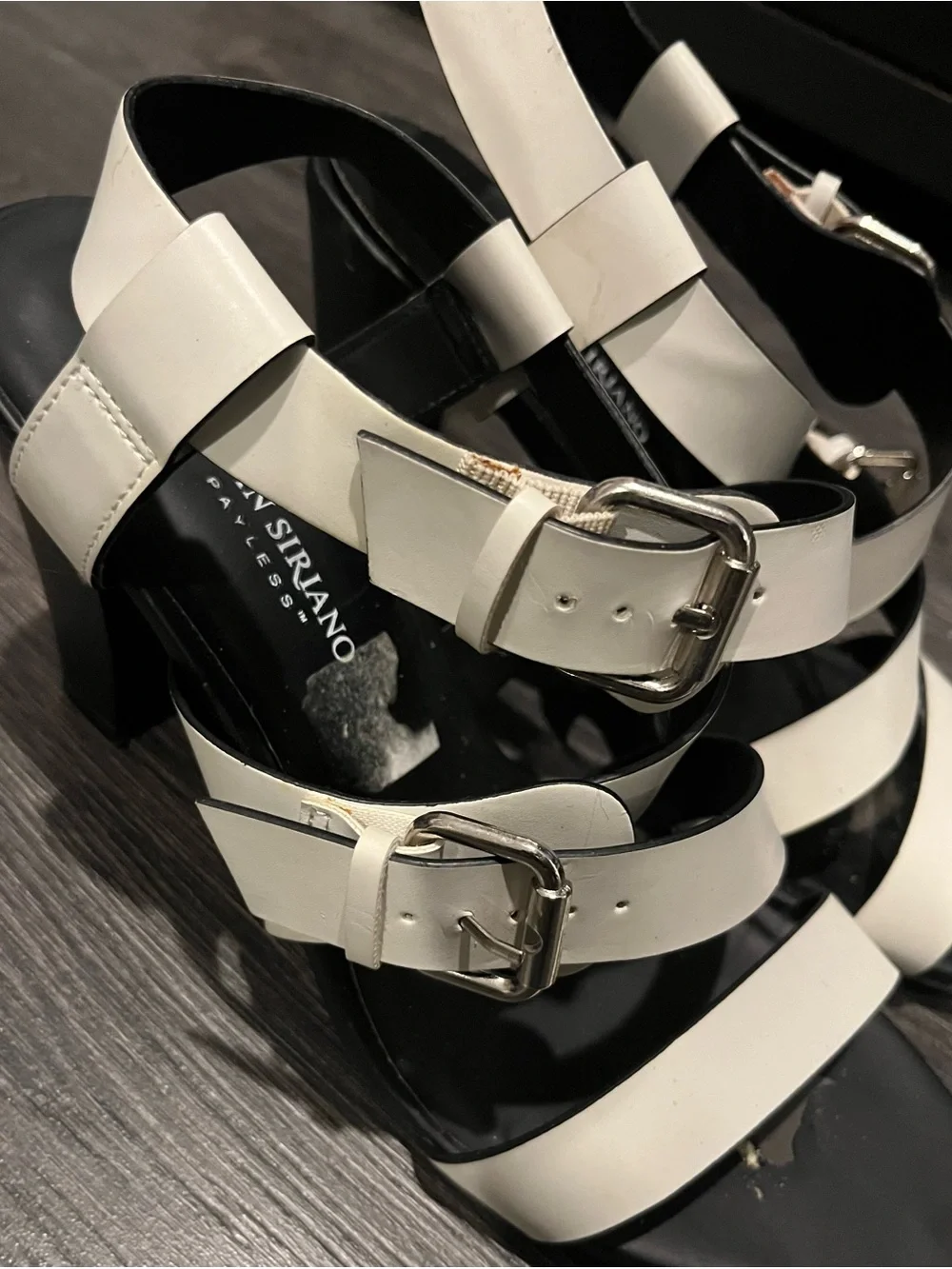 CHRISTIAN SIRIANO White DESIGNER Multi-Strap Heeled Sandals, Sz 8.5 ORIG $99+!